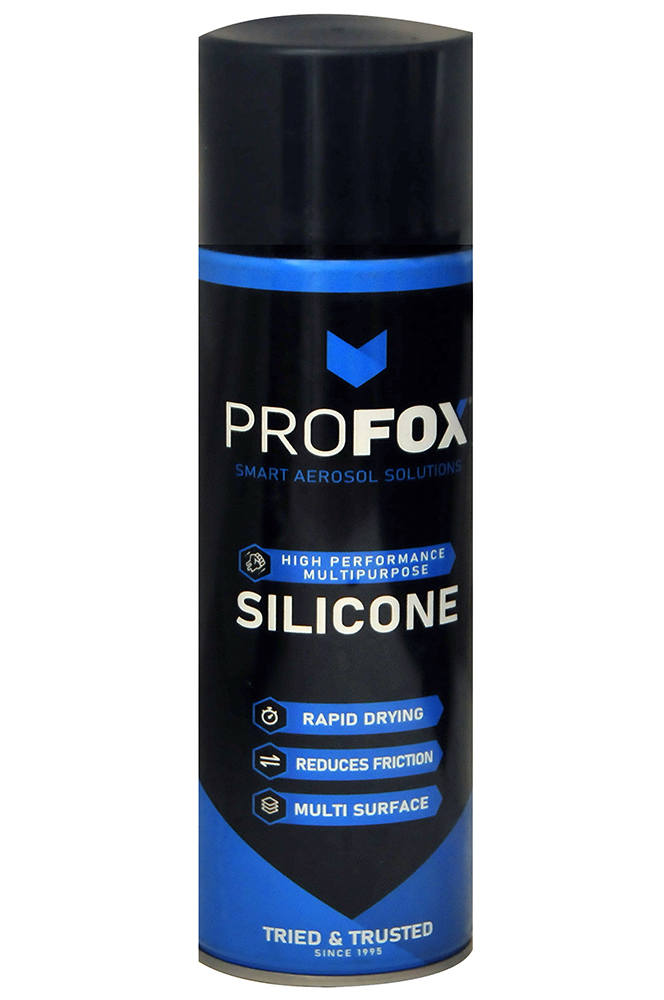 Profox marka, plastik, kauçuk ve metal yüzeylerde sürtünmeyi azaltan, antistatik ve hızlı kuruma özellikli 500 ml hacimli çok amaçlı silikon sprey.