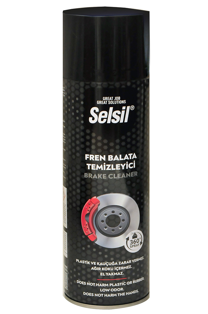 Selsil marka, araç fren sistemlerindeki ağır yağ ve balata tozunu temizlemek için özel geliştirilmiş, plastik ve kauçuğa zarar vermeyen 500 ml balata spreyi.
