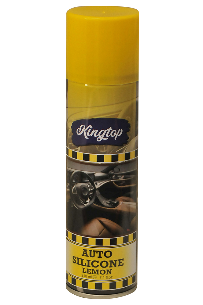 Kingtop marka, araç içi torpido ve plastik aksamlar için limon kokulu, 210 ml hacimli oto göğüs parlatıcı silikon bakım spreyi.