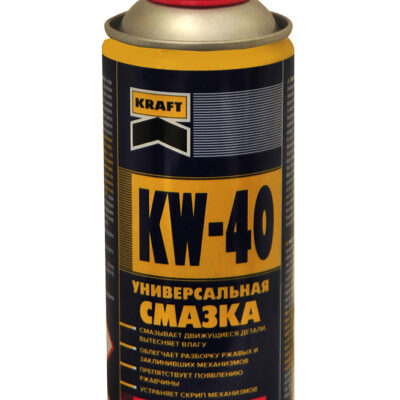 Kraft marka KW-40 serisi, paslanmış metal parçaları çözen, nemi uzaklaştıran ve korozyonu önleyen 400 ml çok amaçlı bakım spreyi.