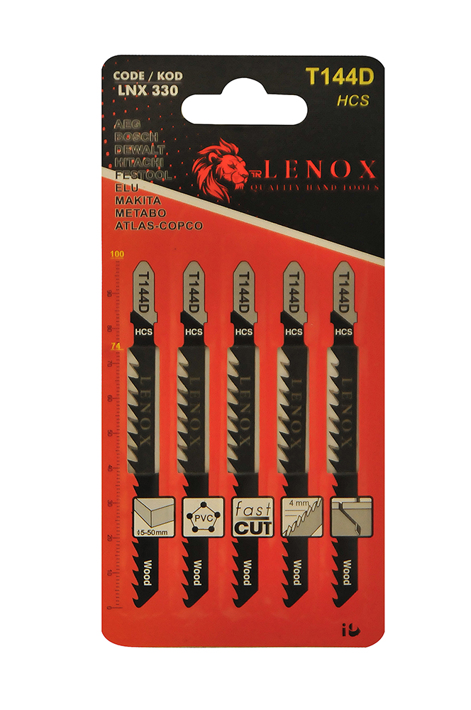 Lenox marka T144D kodlu, ahşap, sunta ve kontrplakta hızlı kesim yapmak için tasarlanmış 5 adet yüksek karbonlu çelik dekupaj ucu seti.